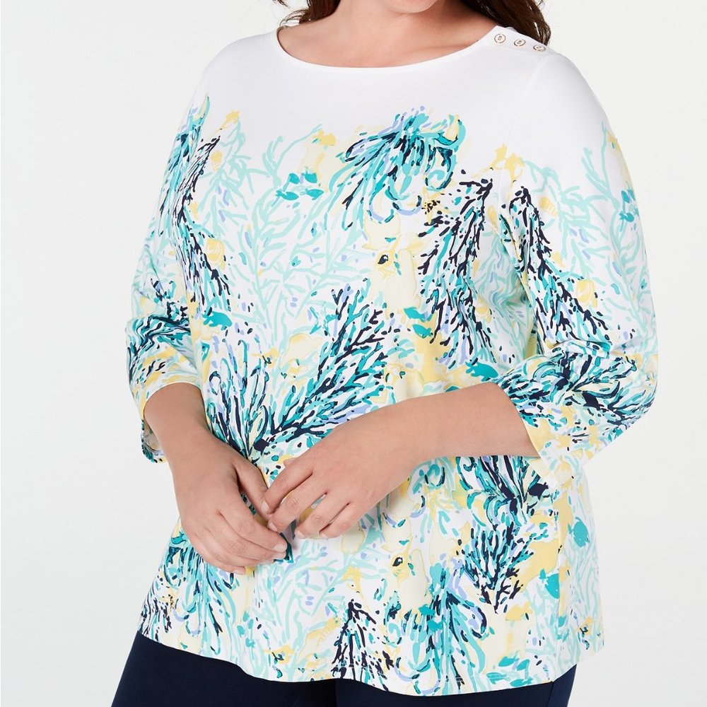 Charter Club Ocean Paradise Print Top 1X
